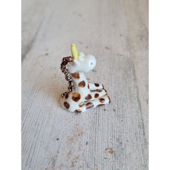 Mini giraffe ceramic vintage figurine Unique home decor zoo animal - Picture 2 of 6